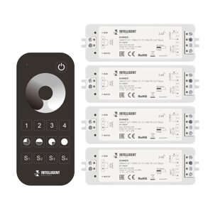 INTELLIGENT ARLIGHT Диммер SMART-SET-PWM-101-72-DIM-PD-SUF Black (5-36V, 1x8A, x4, ПДУ 13кн, 2.4G) (IARL, IP20 Пластик, в Москве от компании ФЕРОСВЕТ  ( FEROSVET)