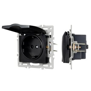 Механизм розетки влагозащищённый SCT-MCP-PL-BK (250V, 16A) (Arlight, -) 043746