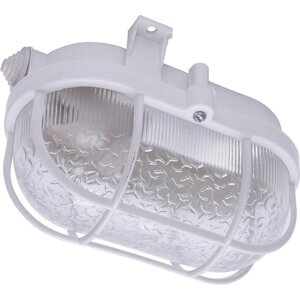 Светильник накладной пылевлагозащищённый НБП 01-60-002, E27 60W, 220V, IP54, белый, пластик, стекло, 185*120*115