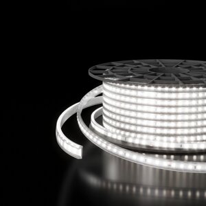 Лента светодиодная Лента светодиодная 220V 18W 180Led 2835 IP65, холодный белый, 50 м, двухрядная