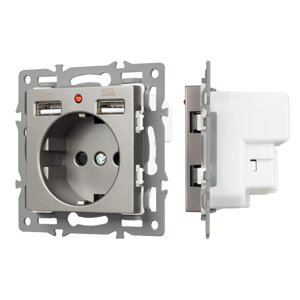 Механизм розетки с USB зарядкой SCT-MUAA-PL-GR (250V, 16A) (Arlight, -) 043735 в Москве от компании ФЕРОСВЕТ  ( FEROSVET)