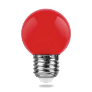 Лампа светодиодная LB-37, G45 (шар), 1W 230V E27 (красный), рассеиватель матовый, угол рассеивания 270°, 70*45 мм