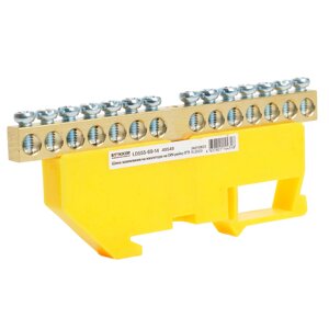 LD555-69-14 Шина "PE" на изоляторе 6*9 на DIN-рейку 14  выводов, желтый в Москве от компании ФЕРОСВЕТ  ( FEROSVET)