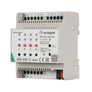 INTELLIGENT ARLIGHT Диммер KNX-204-DIM-DIN (12-48V, 8x0.35/4x0.7/2x1A) (IARL, Пластик) в Москве от компании ФЕРОСВЕТ