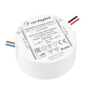 Блок питания ARPJ-SP-42350-PFC-TRIAC-R (15W, 21-42V, 350mA) (Arlight, IP65 Пластик, 5 лет) 047589 в Москве от компании ФЕРОСВЕТ  ( FEROSVET)