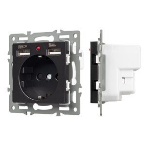 Механизм розетки с USB зарядкой SCT-MUAA-PL-BK (250V, 16A) (Arlight, -) 043734 в Москве от компании ФЕРОСВЕТ  ( FEROSVET)