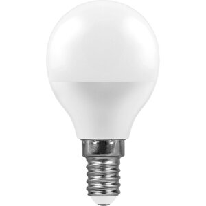 Лампа светодиодная FERON LB-550, G45 (шар малый), 9W 230V E14 4000К, рассеиватель матовый белый, 820Lm, 220°, 82*45 мм