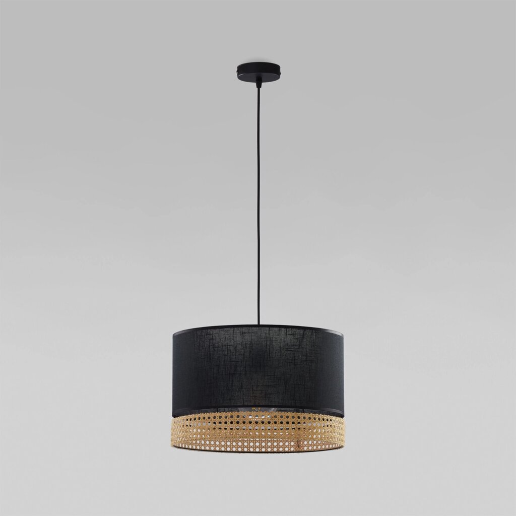 Подвесной светильник с тканевым абажуром 6543 Paglia Black от компании ФЕРОСВЕТ - фото 1