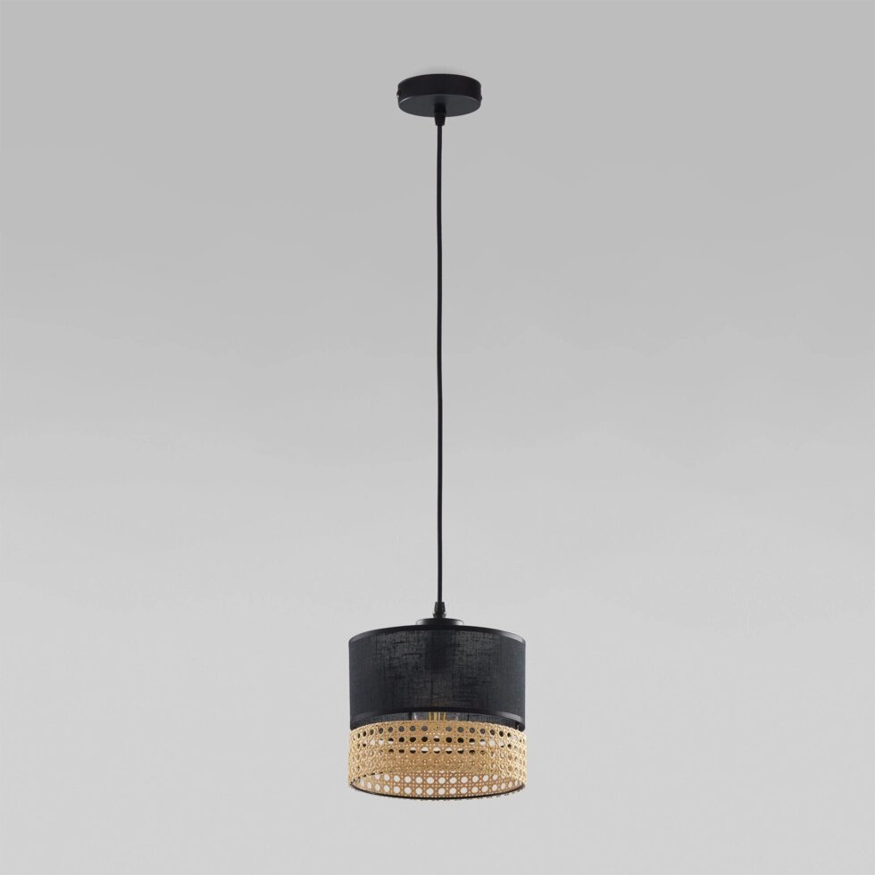 Подвесной светильник с тканевым абажуром 6544 Paglia Black от компании ФЕРОСВЕТ - фото 1