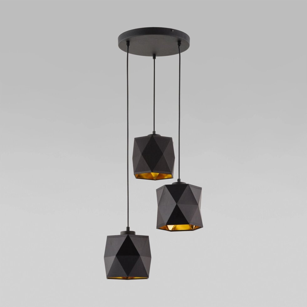 Подвесной светильник с тканевыми абажурами 1045 Siro Black Gold от компании ФЕРОСВЕТ - фото 1