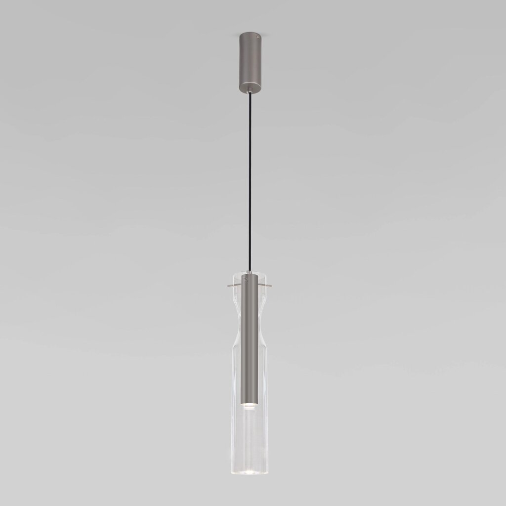 Подвесной светодиодный светильник со стеклянным плафоном 50253/1 LED графит от компании ФЕРОСВЕТ - фото 1