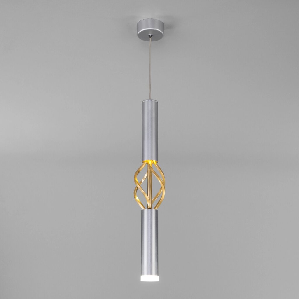 Подвесной светодиодный светильник в стиле лофт 50191/1 LED серебро / золото от компании ФЕРОСВЕТ - фото 1