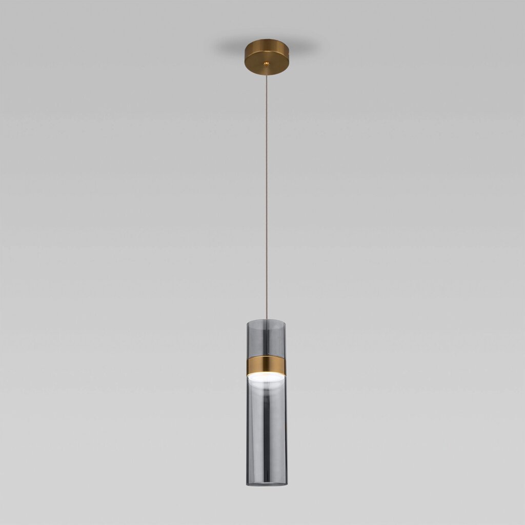 Подвесной светодиодный светильник в стиле лофт 50244/1 LED латунь/дымчатый от компании ФЕРОСВЕТ - фото 1