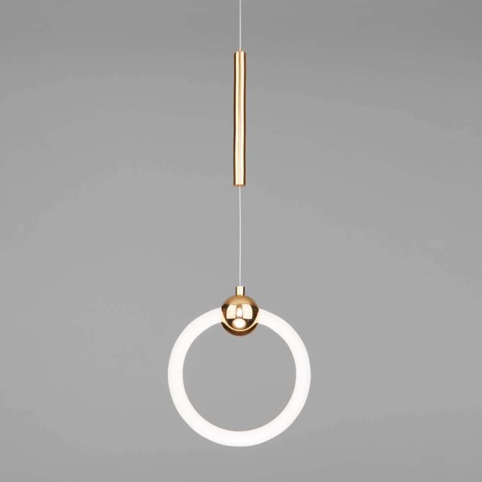 Подвесной светодиодный светильник в стиле минимализм 90165/1 золото от компании ФЕРОСВЕТ - фото 1