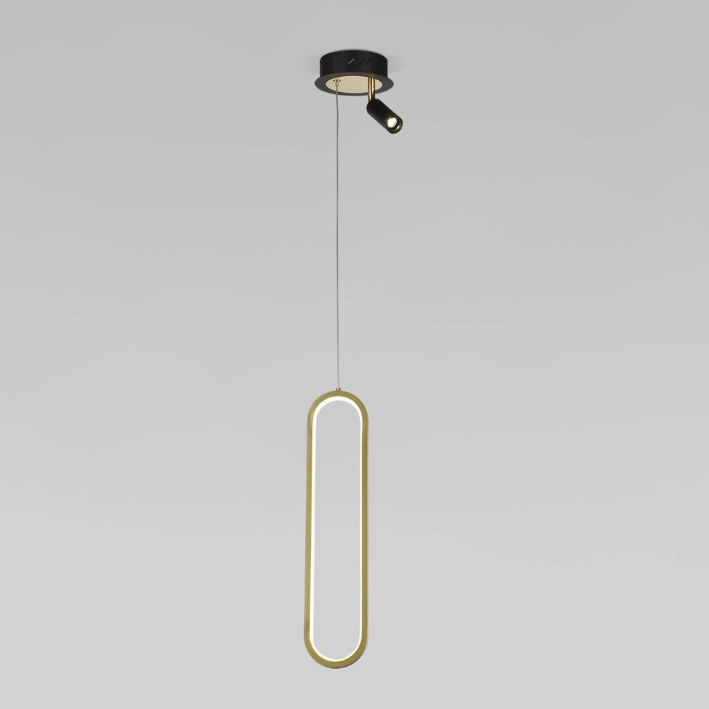 Подвесной светодиодный светильник в стиле минимализм 90269/1 черный/золото от компании ФЕРОСВЕТ - фото 1