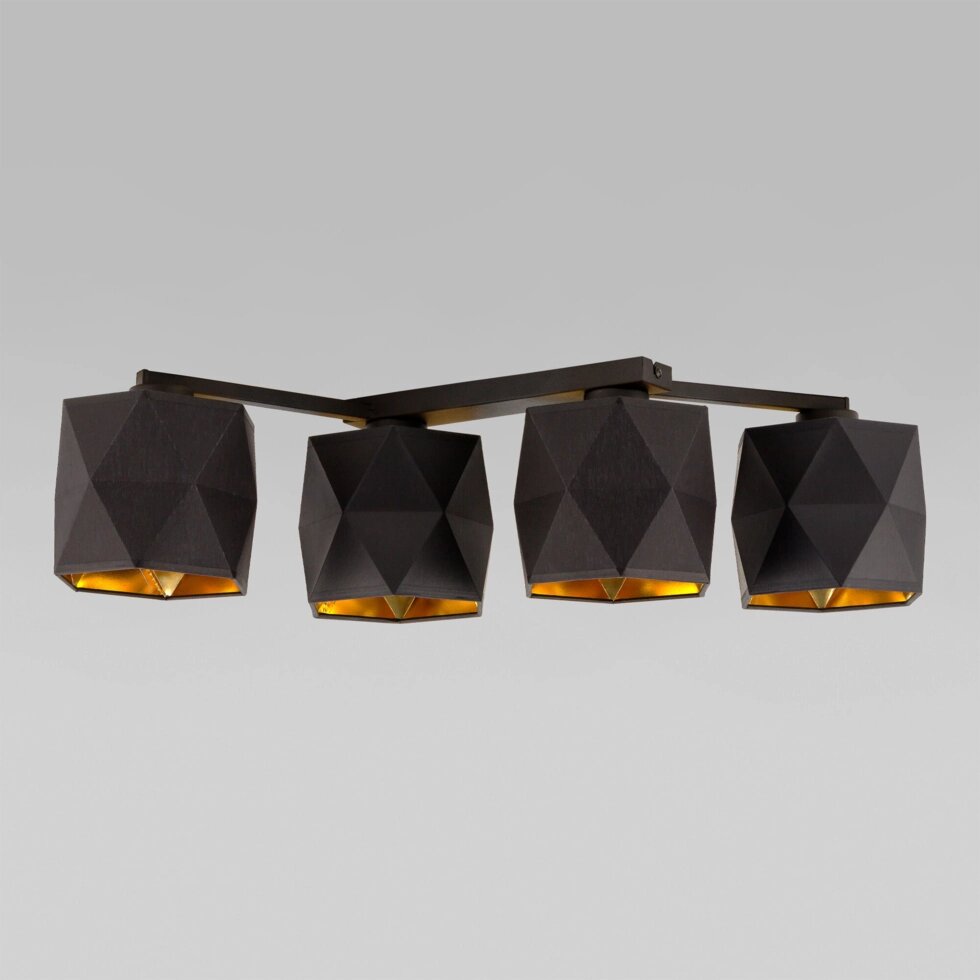 Потолочный светильник с тканевыми абажурами 1043 Siro Black Gold от компании ФЕРОСВЕТ - фото 1