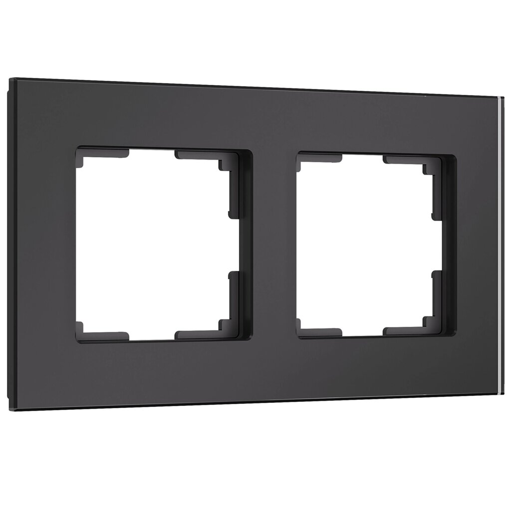 Рамка на 2 поста Senso (черный, стекло soft-touch) W0023108 от компании ФЕРОСВЕТ - фото 1