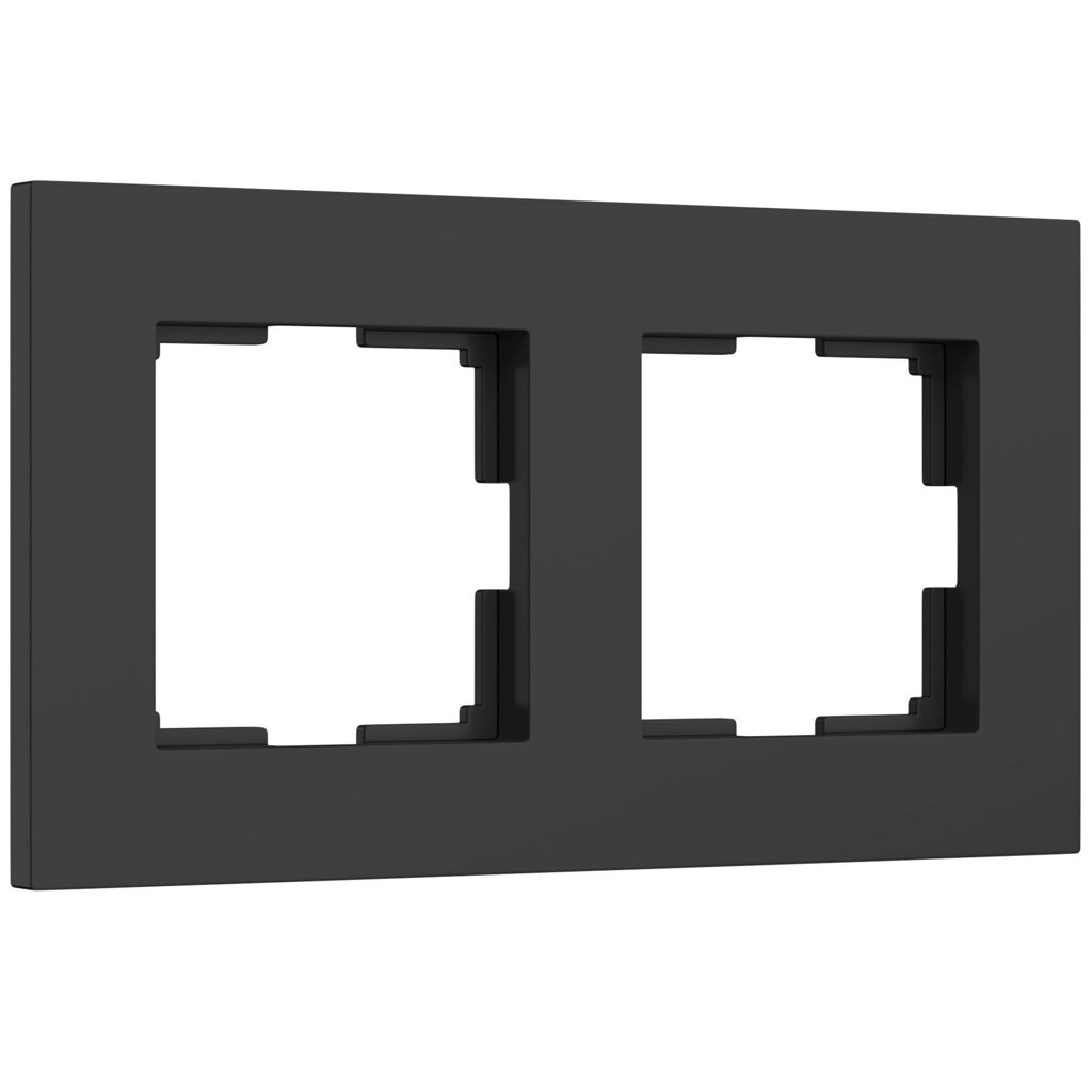 Рамка на 2 поста Slab (черный матовый) W0022908 от компании ФЕРОСВЕТ - фото 1
