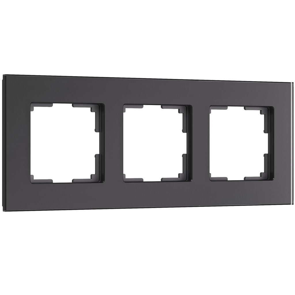 Рамка на 3 поста Senso (черный, стекло soft-touch) W0033108 от компании ФЕРОСВЕТ - фото 1