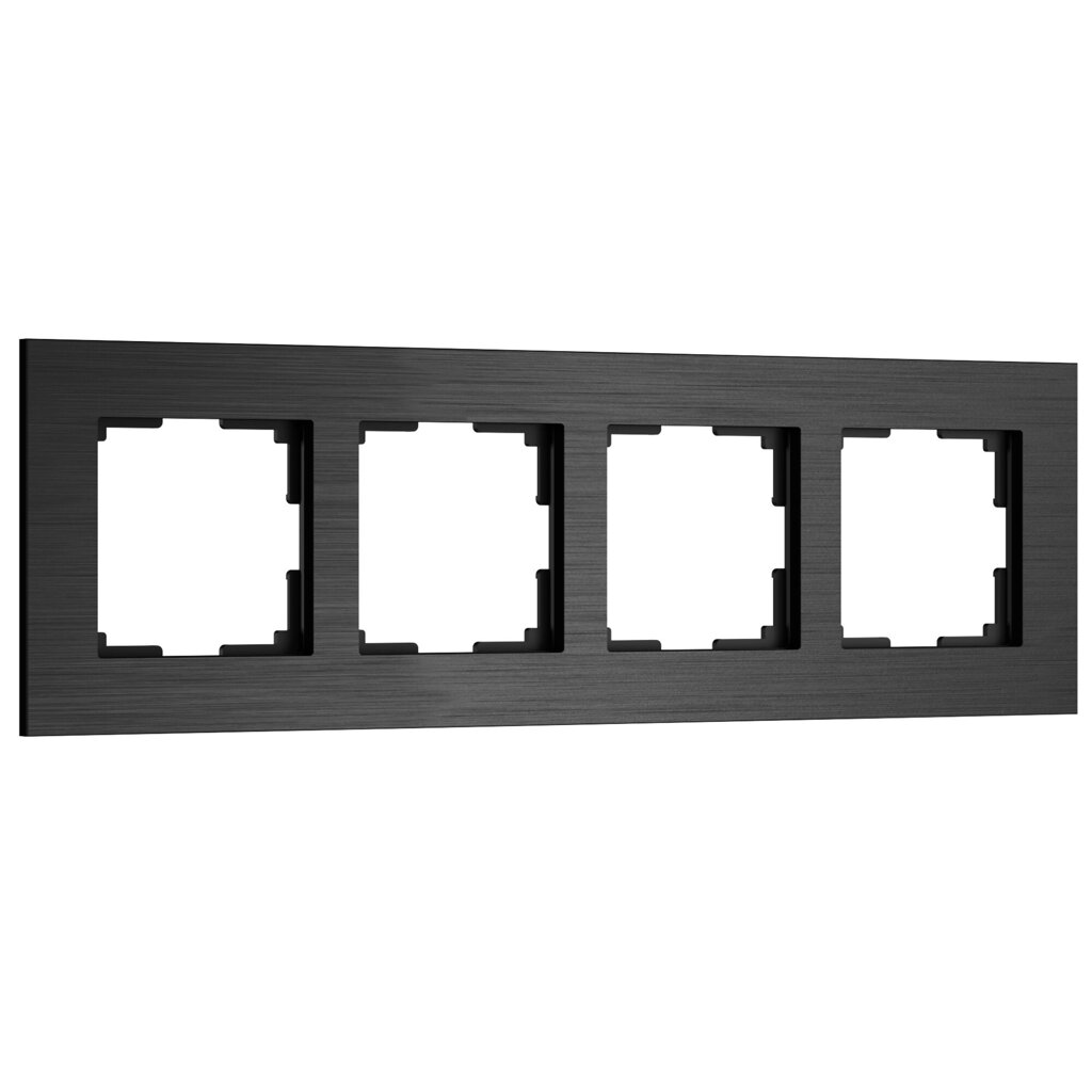 Рамка на 4 поста  AluMax (черный алюминий) W0043508 от компании ФЕРОСВЕТ - фото 1