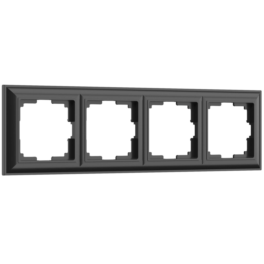 Рамка на 4 поста (черный матовый) W0042208 от компании ФЕРОСВЕТ - фото 1