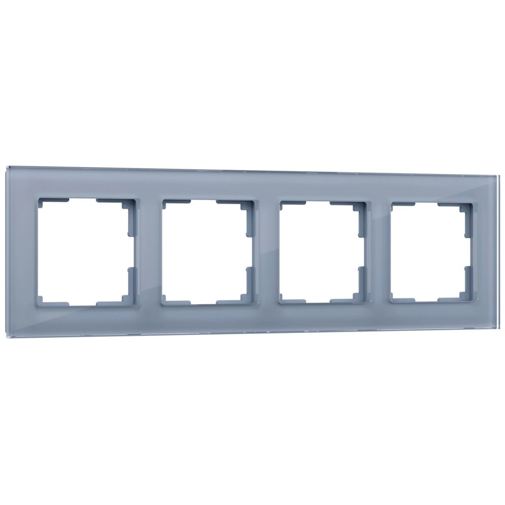 Рамка на 4 поста (серый, стекло) W0041115 от компании ФЕРОСВЕТ - фото 1