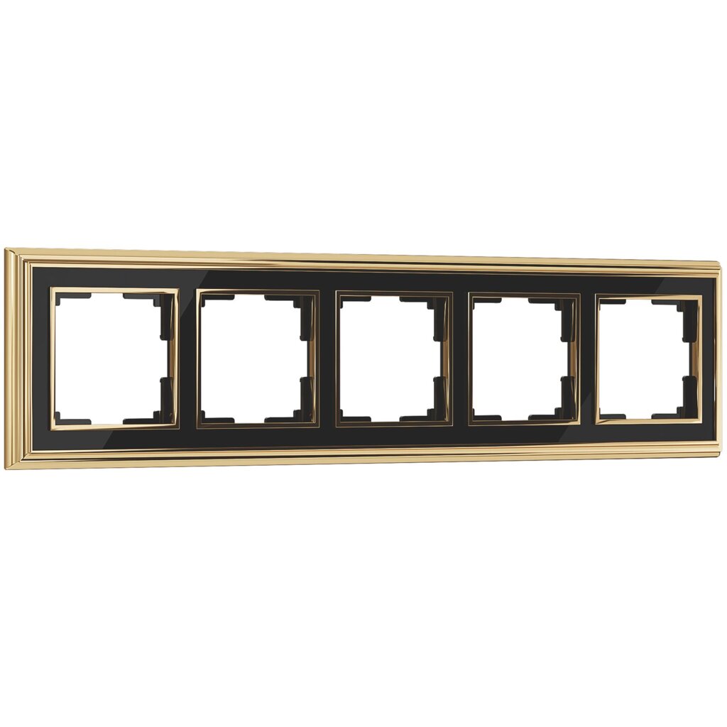 Рамка на 5 постов (золото/черный) WL17-Frame-05 от компании ФЕРОСВЕТ - фото 1