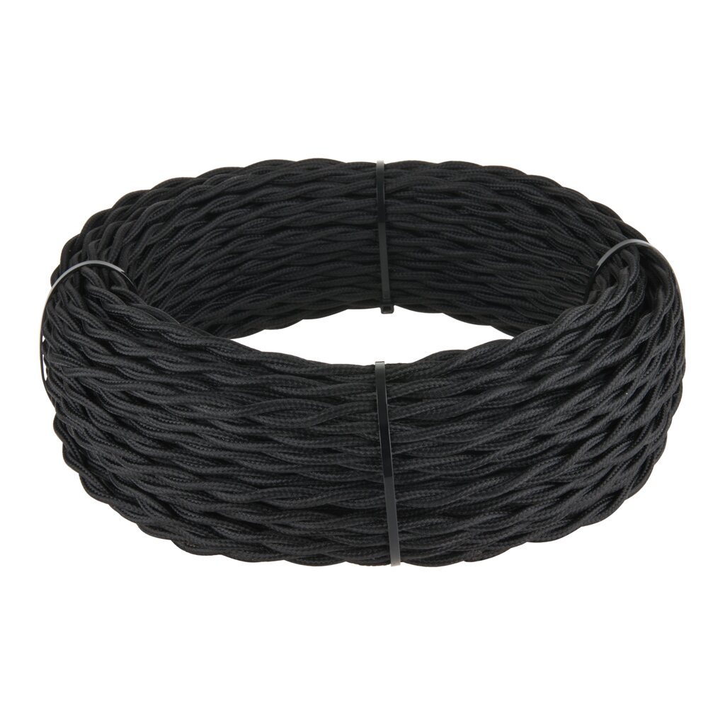 Ретро кабель витой 2х1,5 (черный) 50 м W6452508 от компании ФЕРОСВЕТ - фото 1