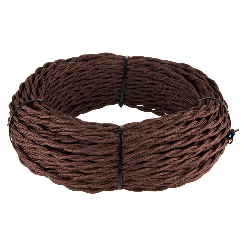 Ретро кабель витой 2х1,5 (коричневый) 20 м (под заказ) W6452214 от компании ФЕРОСВЕТ - фото 1