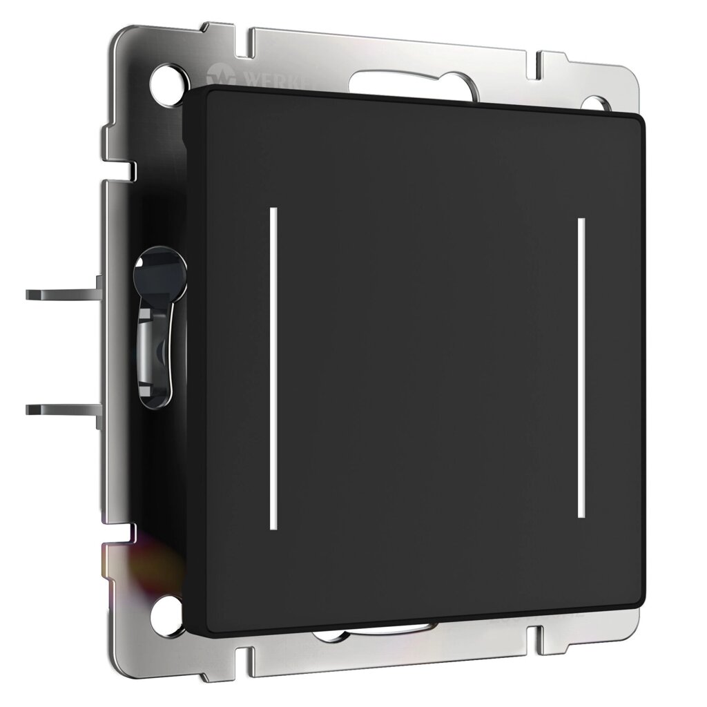 Сенсорный выключатель двухклавишный с подсветкой (черный) W4522008 от компании ФЕРОСВЕТ - фото 1