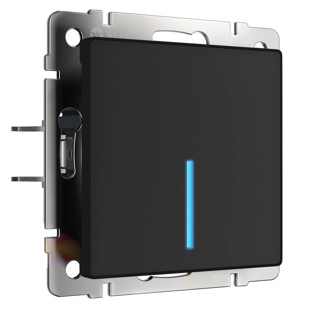 Сенсорный выключатель одноклавишный с подсветкой 1000 Вт (черный матовый) W4510008 от компании ФЕРОСВЕТ - фото 1