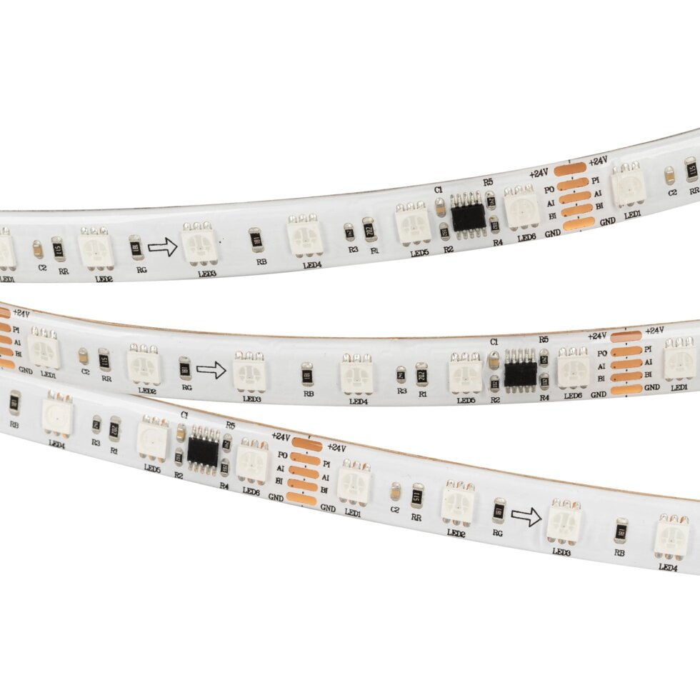 Светодиодная лента DMX-5000SE-5060-60 24V Cx6 RGB (12mm, 14.4W/m, IP65) (Arlight, Закрытый, IP65) от компании ФЕРОСВЕТ - фото 1