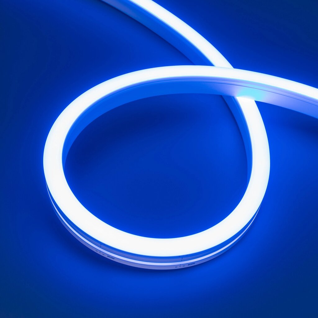 Светодиодная лента герметичная MOONLIGHT-SIDE-A140-12x17mm 24V Blue (8 W/m, IP67, 5m, wire x2) (Arlight, Боковой вывод от компании ФЕРОСВЕТ - фото 1