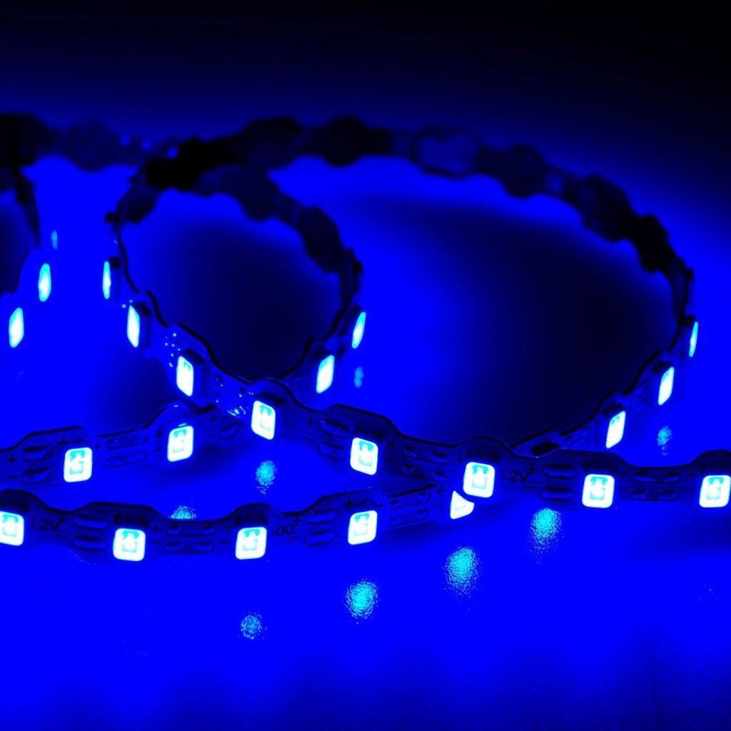 Светодиодная лента S-образная 2835, 112led/m, blue, 12V, 7W/m, IP20, BA24 DELCI от компании ФЕРОСВЕТ  ( FEROSVET) - фото 1