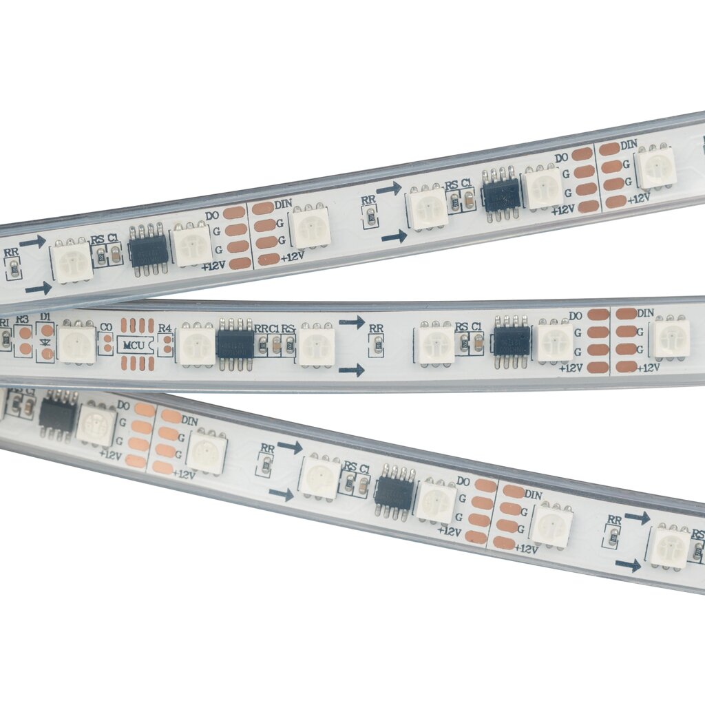 Светодиодная лента SPI-5000PGS-5060-60 12V Cx3 RGB-Auto (12mm, 13.2W/m, IP67) (Arlight, Закрытый, IP67) от компании ФЕРОСВЕТ - фото 1