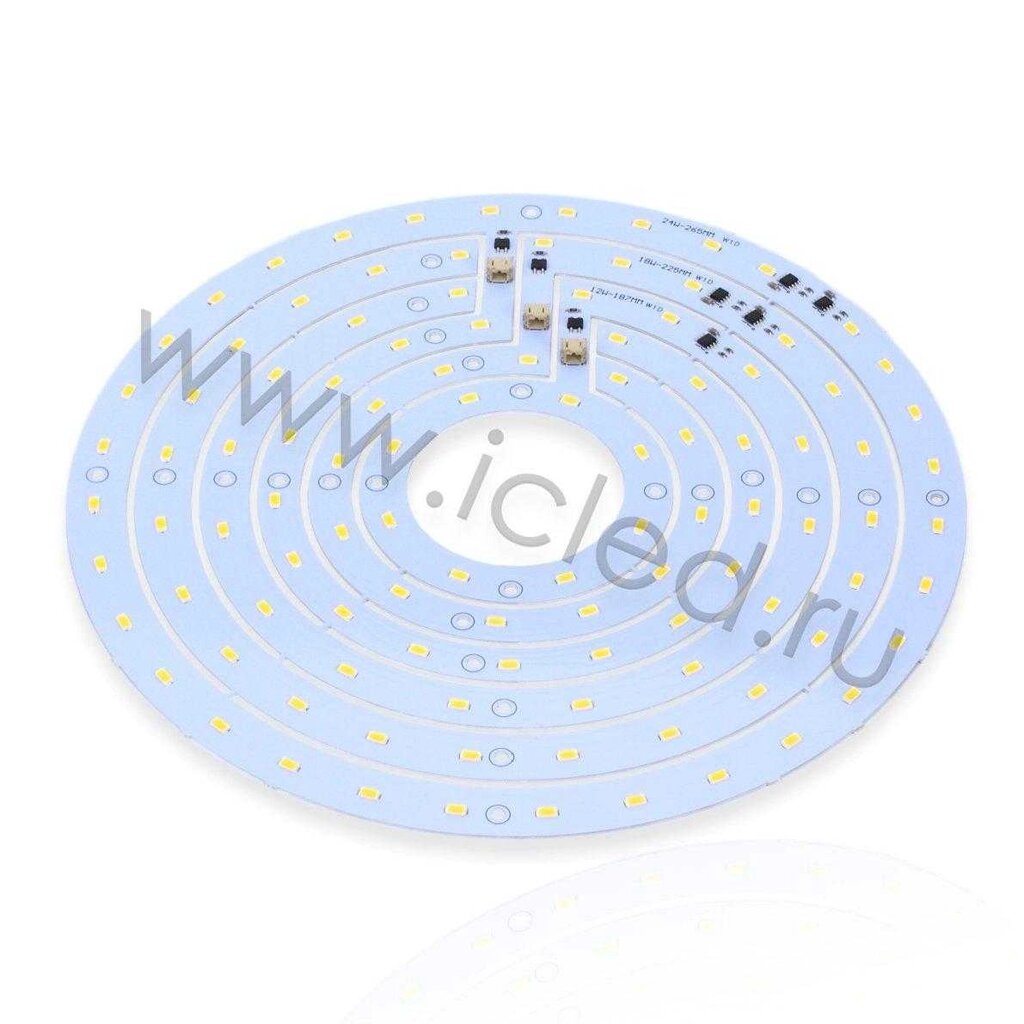 Светодиодная матрица 5730, 48/36/24 led, 220V, 24/18/12W, Ф265/225/187mm, D205, white DELCI от компании ФЕРОСВЕТ  ( FEROSVET) - фото 1