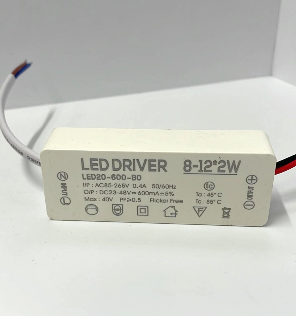 Светодиодный драйвер  LED LD42 (220V, 24W, 23-48V, 600mA) DELCI от компании ФЕРОСВЕТ - фото 1