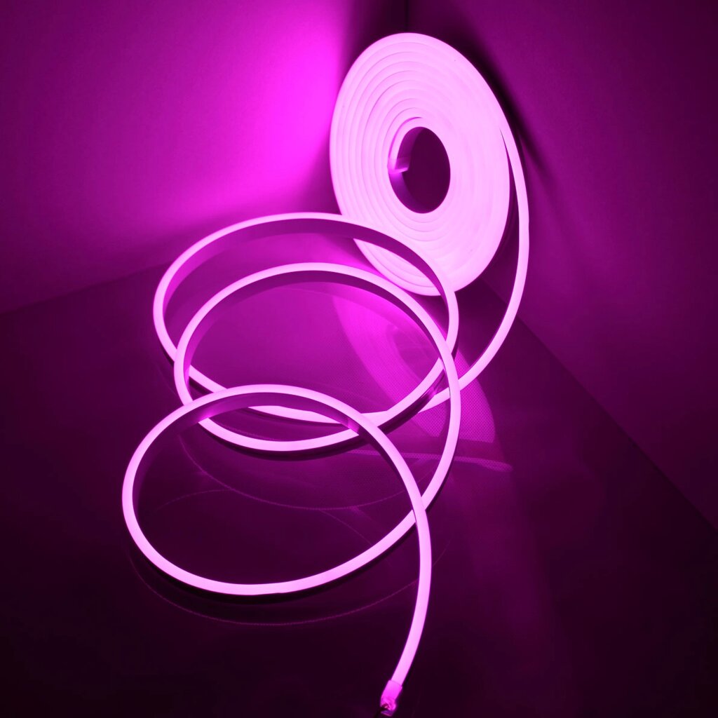 Светодиодный гибкий неон 4.5*13, 12V pink LB7 (блистер 5м) от компании ФЕРОСВЕТ - фото 1