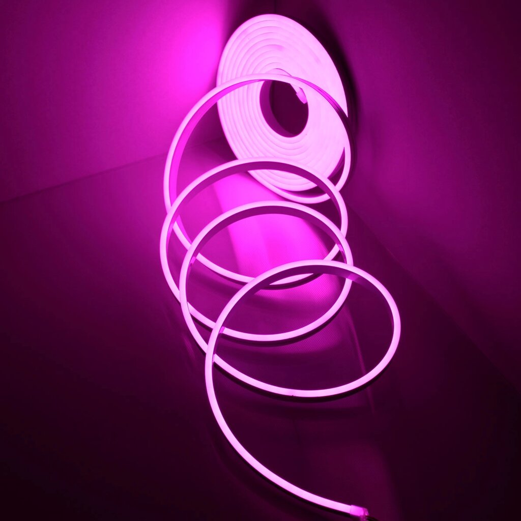 Светодиодный гибкий неон 4.5x13, 12V pink LB10 (блистер 5м) от компании ФЕРОСВЕТ - фото 1