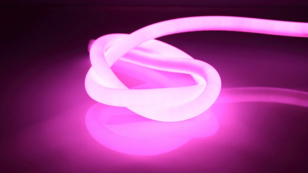 Светодиодный гибкий неон круглый 14мм 220V pink LN411 от компании ФЕРОСВЕТ - фото 1
