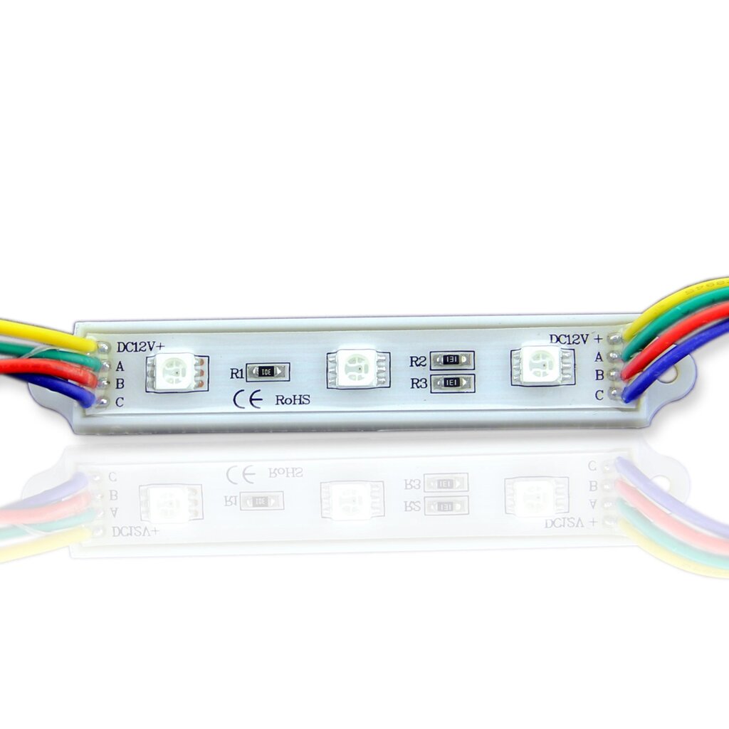 Светодиодный модуль линейный 5050-3 MOD7 (12V, 0.72W, RGB, IP65) DELCI от компании ФЕРОСВЕТ - фото 1