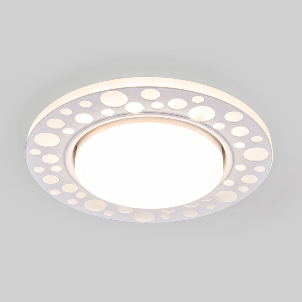 Встраиваемый точечный светильник с LED подсветкой 3032 GX53 WH белый от компании ФЕРОСВЕТ - фото 1