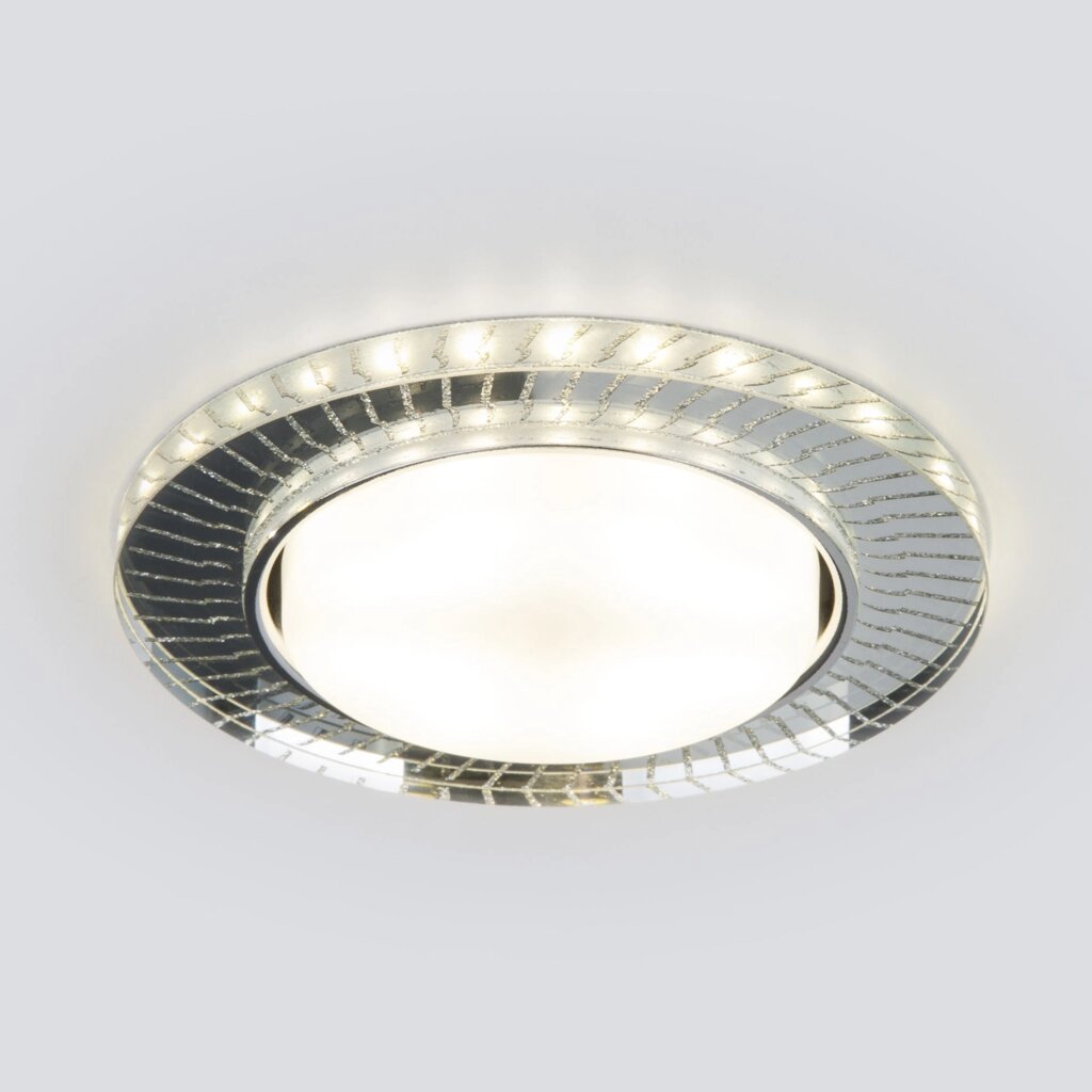 Встраиваемый точечный светильник с LED подсветкой 3033 GX53 CL/SL прозрачный/серебро от компании ФЕРОСВЕТ - фото 1