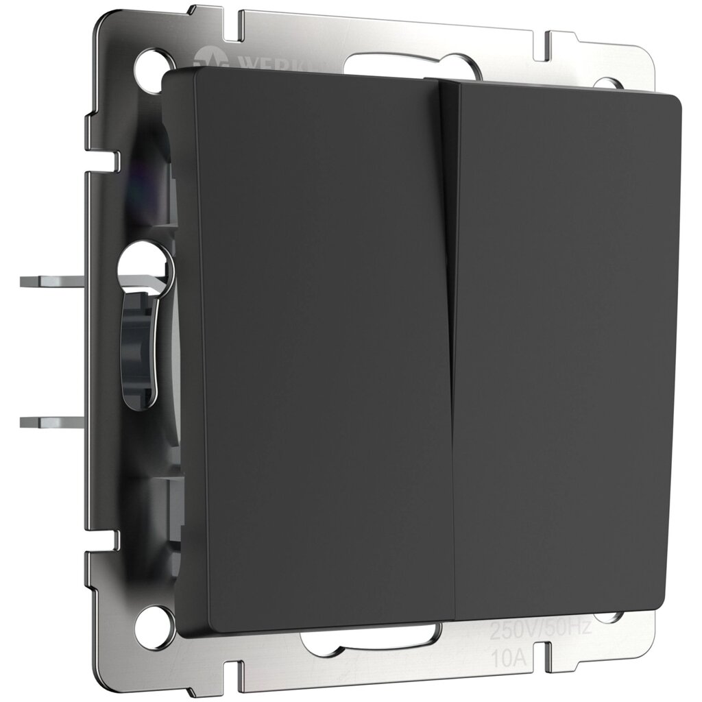 Выключатель двухклавишный проходной (черный матовый) W1122008 от компании ФЕРОСВЕТ - фото 1