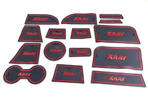 Антискользящие силиконовые коврики в ниши автомобиля Lada Xray красные