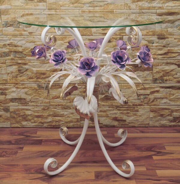 Белый  журнальный столик с сиреневыми розами  С110 WV ##от компании## Brisk Light - ##фото## 1