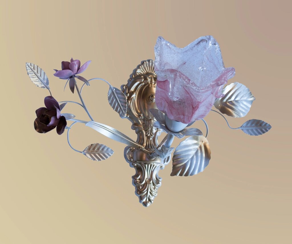 Бра белое с розовыми розами 431/1 WR ##от компании## Brisk Light - ##фото## 1