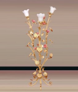 Торшер цвета слоновой кости с розовыми розами 2050/3 TR