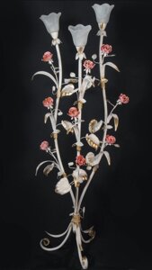 Торшер белый с розовыми розами 2050/3 WR
