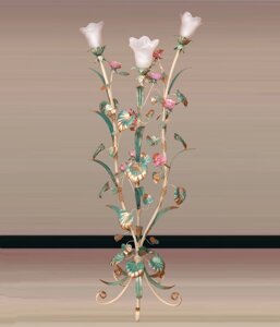 Торшер цвета слоновой кости с патиной и розовыми розами 2050/3 TIR